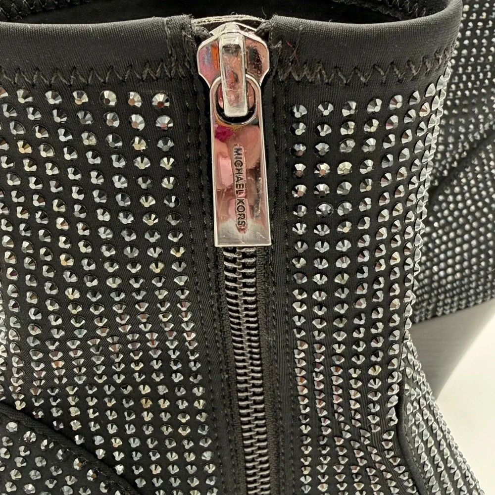 Michael Kors Dover Embellished Scuba Boot Rhinestone Pointed Toe Heels SZ 8 NWOT - Picture 13 of 15